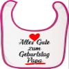 Kleckerliese Baby Bib with Velcro, “Happy Birthday, Dad,” Fuchsia/White view 1