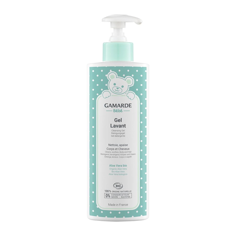 GAMARDE Organic Baby Cleansing Gel (Soap-Free) | 100% Natural, Dermatologically Tested | Hypoallergenic Cleansing for Skin & Hair | Baby Cream for Babies & Toddlers | 400 ml