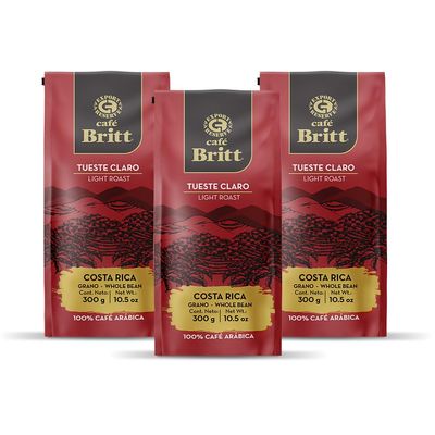 Café Britt Light Roast Costa Rican Coffee Beans, 300 ml, 3-Pack