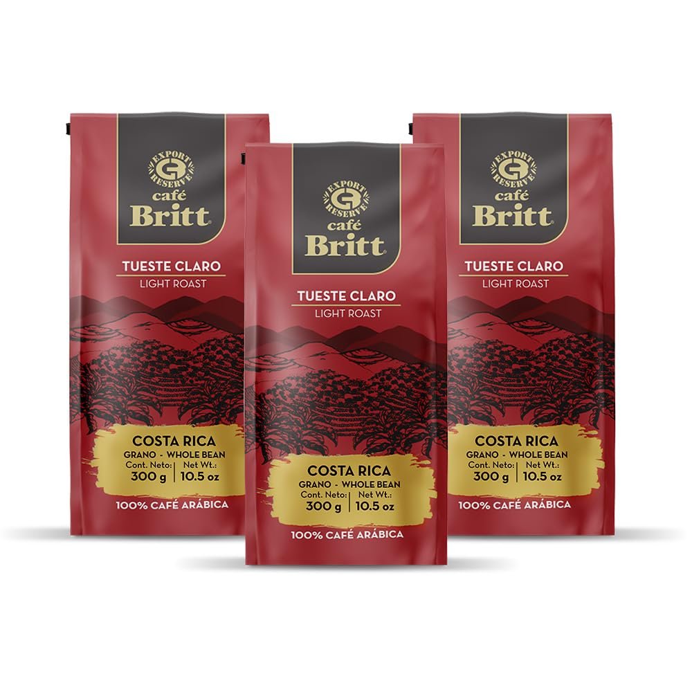 Café Britt Light Roast Costa Rican Coffee Beans, 300 ml, 3-Pack