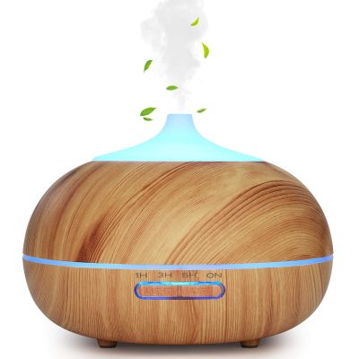 WD&CD 300 ml Aroma Diffuser and Humidifier with Wood Grain, 7-Color LED