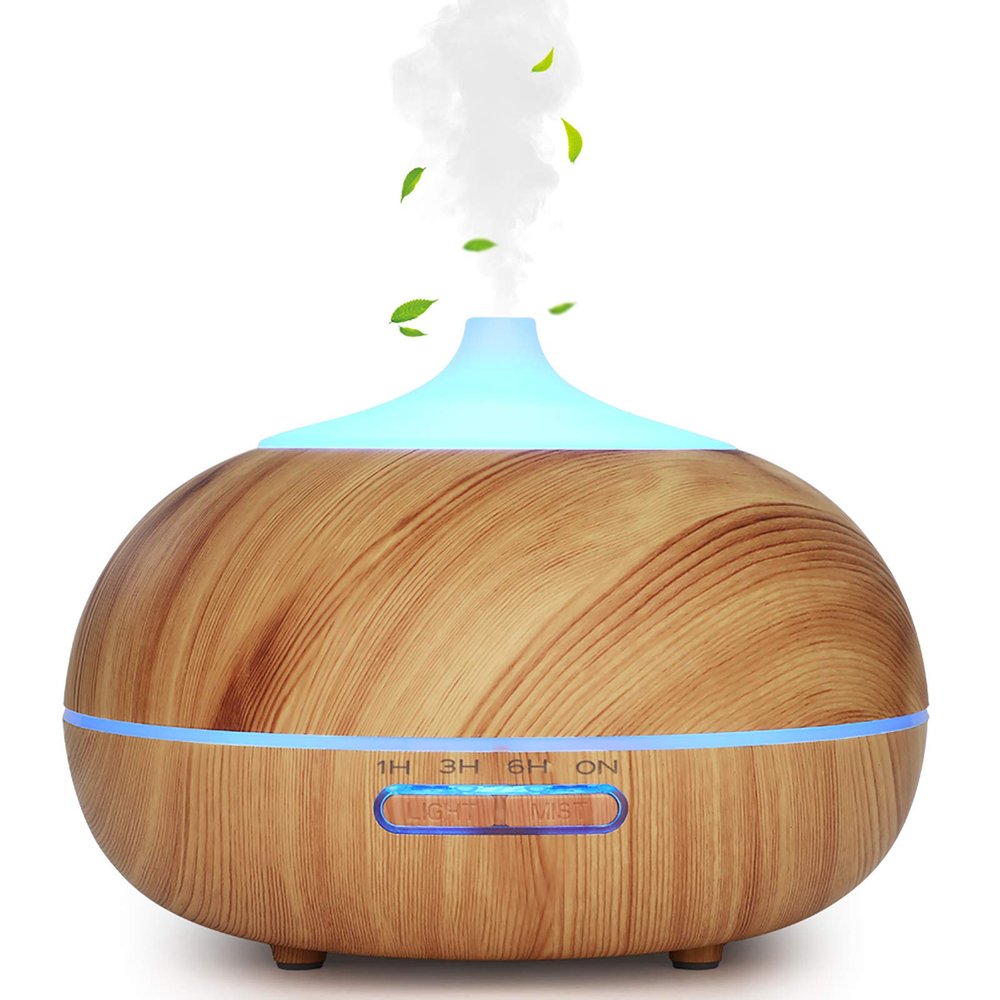 WD&CD 300 ml Aroma Diffuser and Humidifier with Wood Grain, 7-Color LED