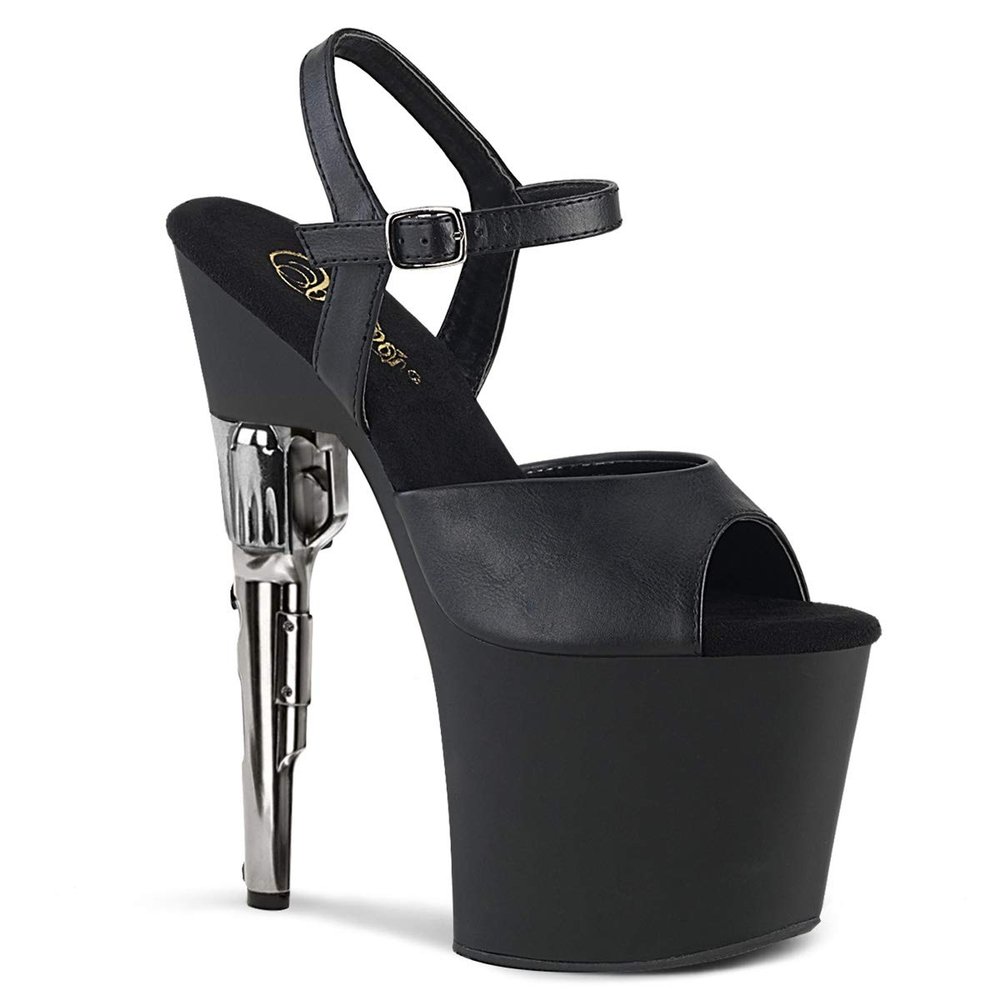 PleaserUSA Women's Bondgirl-709 Go-Go Platform Heels, Matte Black, Size 41.5
