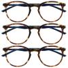 OPULIZE MET Blue-Light-Filtering Reading Glasses for Women and Men, 3-Pack, Round Frames, UV400, Brown Tortoiseshell, +3.00 view 1