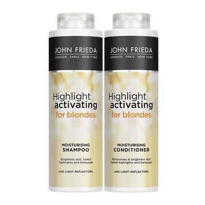 John Frieda Highlight Activating Moisturizing Shampoo and Conditioner for Blondes, 2 x 500 ml