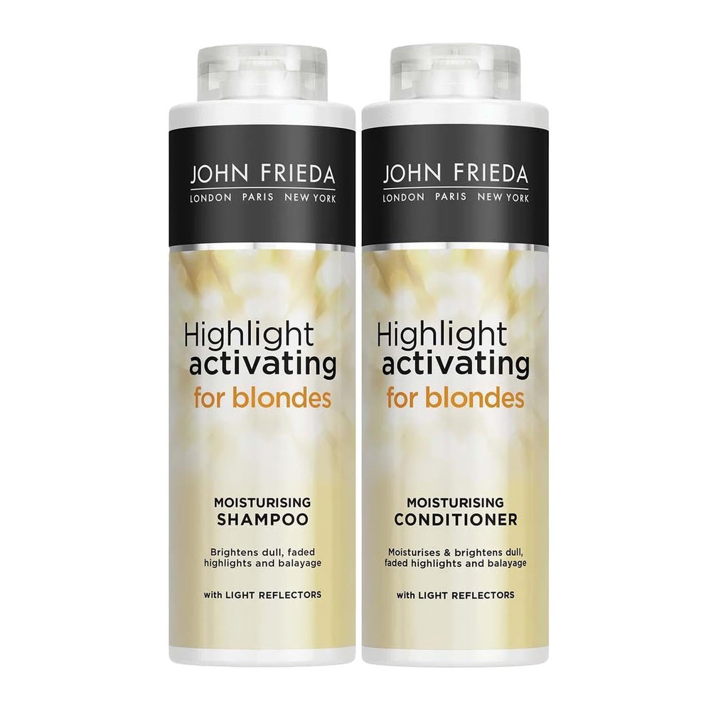 John Frieda Highlight Activating Moisturizing Shampoo and Conditioner for Blondes, 2 x 500 ml