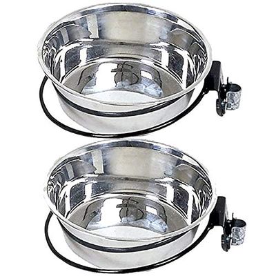 2-Pack Dog Food and Water Bowls with Stainless Steel Wall Mount, 1.75 L Capacity