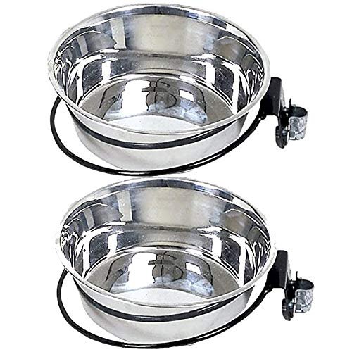 2-Pack Dog Food and Water Bowls with Stainless Steel Wall Mount, 1.75 L Capacity