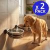 2-Pack Dog Food and Water Bowls with Stainless Steel Wall Mount, 1.75 L Capacity view 2