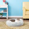 CXLY Round Plush Donut Pet Bed, Soft, Washable, Self-Warming, Light Gray, 120 cm view 3