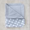 LOOLAY Baby Blanket 80 x 100 cm, Cotton and Minky Fleece, Gray Gingerbread Stars/Gray Minky view 1