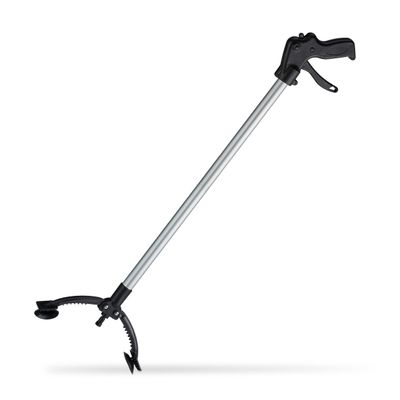 Relaxdays Grabber Tool, Litter Picker, Arm Extension, Reaching Aid for Seniors, Aluminum, Plastic, 88 cm, Black/Silver