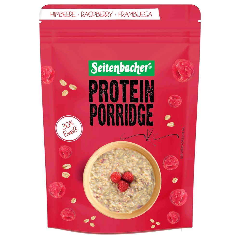 Seitenbacher Raspberry Porridge – Warm Breakfast with 30% Protein, Wheat-Free (500 g)