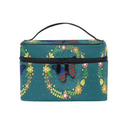 Flower Butterfly Cosmetic Bag Organizer with Zipper