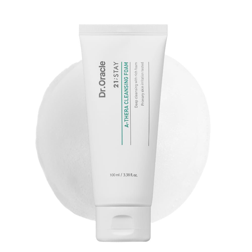 DR.ORACLE A-Thera Cleansing Foam Facial Cleanser for Sensitive Skin – Korean Beauty, 3.38 fl oz, Dermatologist Tested, 21 STAY