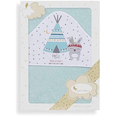 Interbaby 01202-03 TIPI OSO Baby Hooded Bath Towel, Green