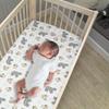 Lambs & Ivy Fitted Crib Sheet, Woodland, White/Gray, 100% Cotton view 2
