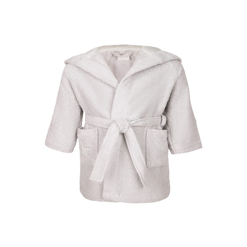 Möve Stars Hooded Bathrobe, Size 140, 100% Cotton, Silver
