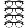 OPULIZE Met Reading Glasses 4-Pack, Slim Round Frame, Spring Hinges, Scratch-Resistant, Black, Men’s and Women’s, RRRR60-1, +1.00 view 1