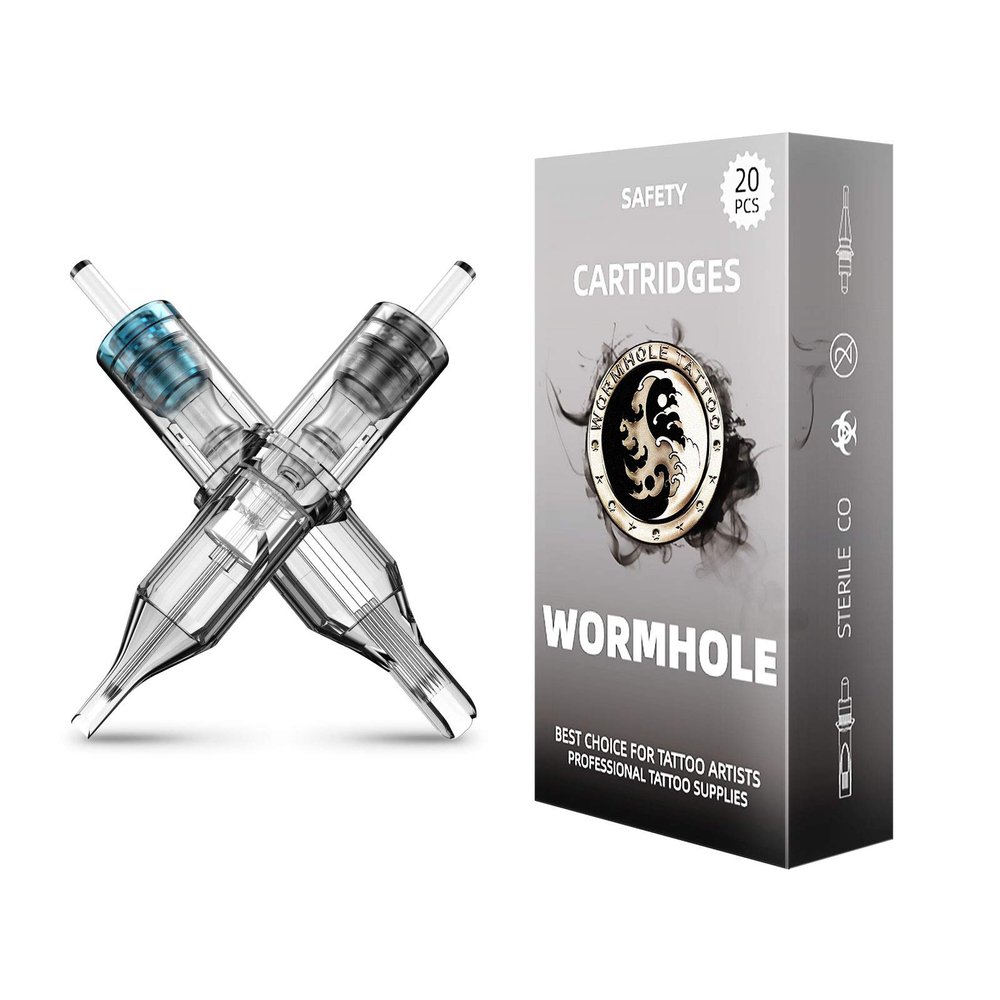 Wormhole Tattoo Cartridge Needles, Mixed 1203RL/1205RL/1205RM/1207RM, 20 Count
