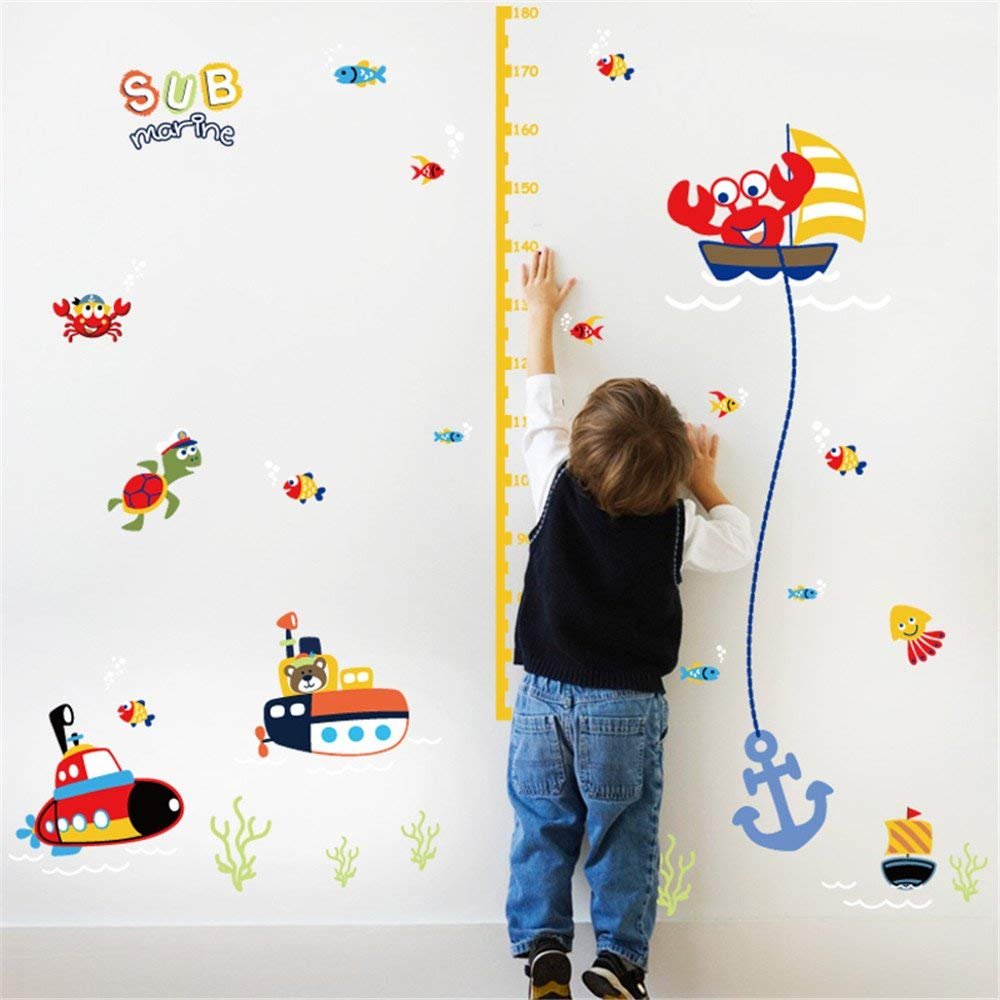 DHRH Cartoon Submarine, Crab & Turtle Height Chart Wall Decal