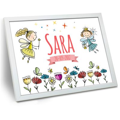 LolaPix Personalized Birth Poster for Children, 30 x 40 cm, Fairies