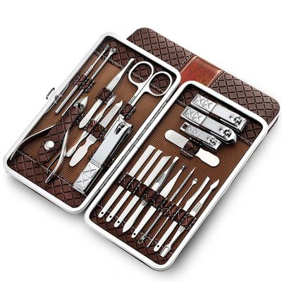 LORYLOLY 15/18/21-Piece Nail Clipper and Manicure Set with Leather Case