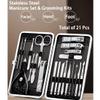 LORYLOLY 15/18/21-Piece Nail Clipper and Manicure Set with Leather Case view 2