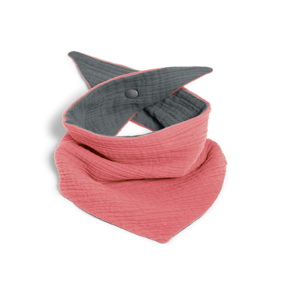 nanito Baby Triangle Scarf Bib with Snap Button, Organic Cotton, Coral
