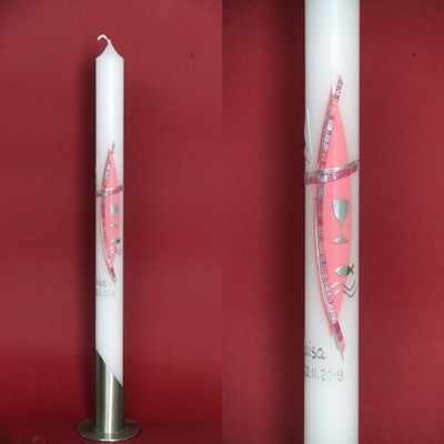 Communion/Baptism Candle, 40 x 4 cm, Personalization Included – P 103/1