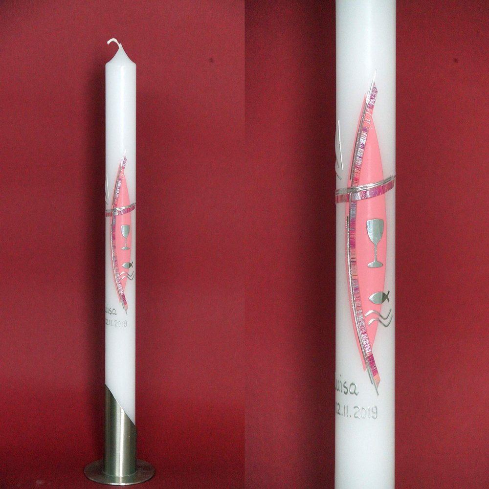 Communion/Baptism Candle, 40 x 4 cm, Personalization Included – P 103/1