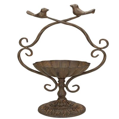 AmaCasa Bird Waterer with Bird Figures and Bird Bath, Rust Brown, 20 x 13 x 32 cm