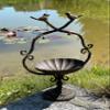 AmaCasa Bird Waterer with Bird Figures and Bird Bath, Rust Brown, 20 x 13 x 32 cm view 2