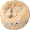 ECOSWAY Plush Donut Snug-Hug Dog & Cat Bed, Warm Soft Thickened Sleeping Mat Cushion, Beige, Medium view 1