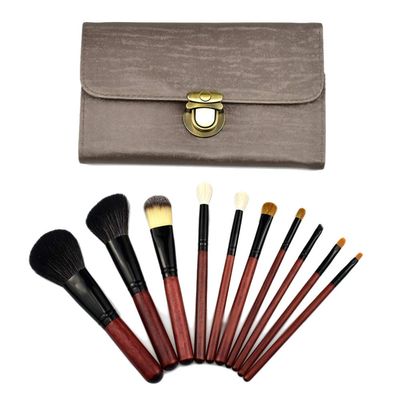 10-Piece Makeup Brush Set with Premium Synthetic Kabuki Brushes and PU Case, Style 4