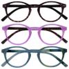 OPULIZE Zen Reading Glasses, 3-Pack, Small Round Frames, Spring Hinges, Scratch-Resistant, +2.00 view 1