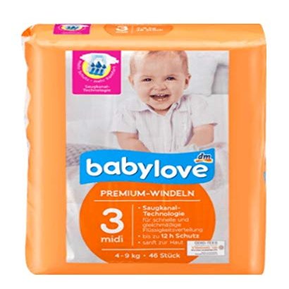 babylove Premium Diapers Size 3 Midi, 4–9 kg, 46 ct