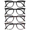 OPULIZE Bex Reading Glasses 4-Pack, Large Square Designer Frames, Spring Hinges, Scratch-Resistant, Matte Black/Matte Brown Tortoiseshell, +2.50 view 1