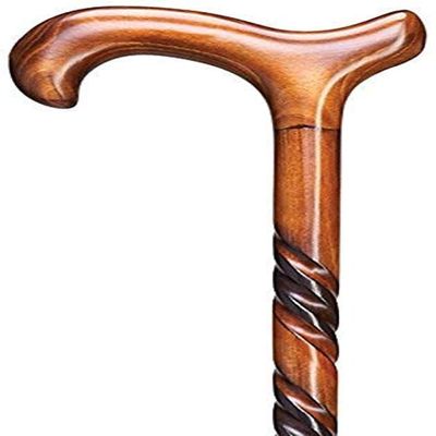 Whopper Handmade Wooden Folding Twisted Walking Cane with Comfort Grip, 37 in