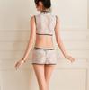 Cheongsam Babydoll Chemise Costume for Women with Floral Embroidery, Sexy Chinese Style, One Size, 8295-3 White view 1
