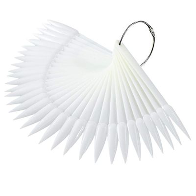 Beaupretty Fan-Shaped Nail Display Sticks, 100-Piece Set, White