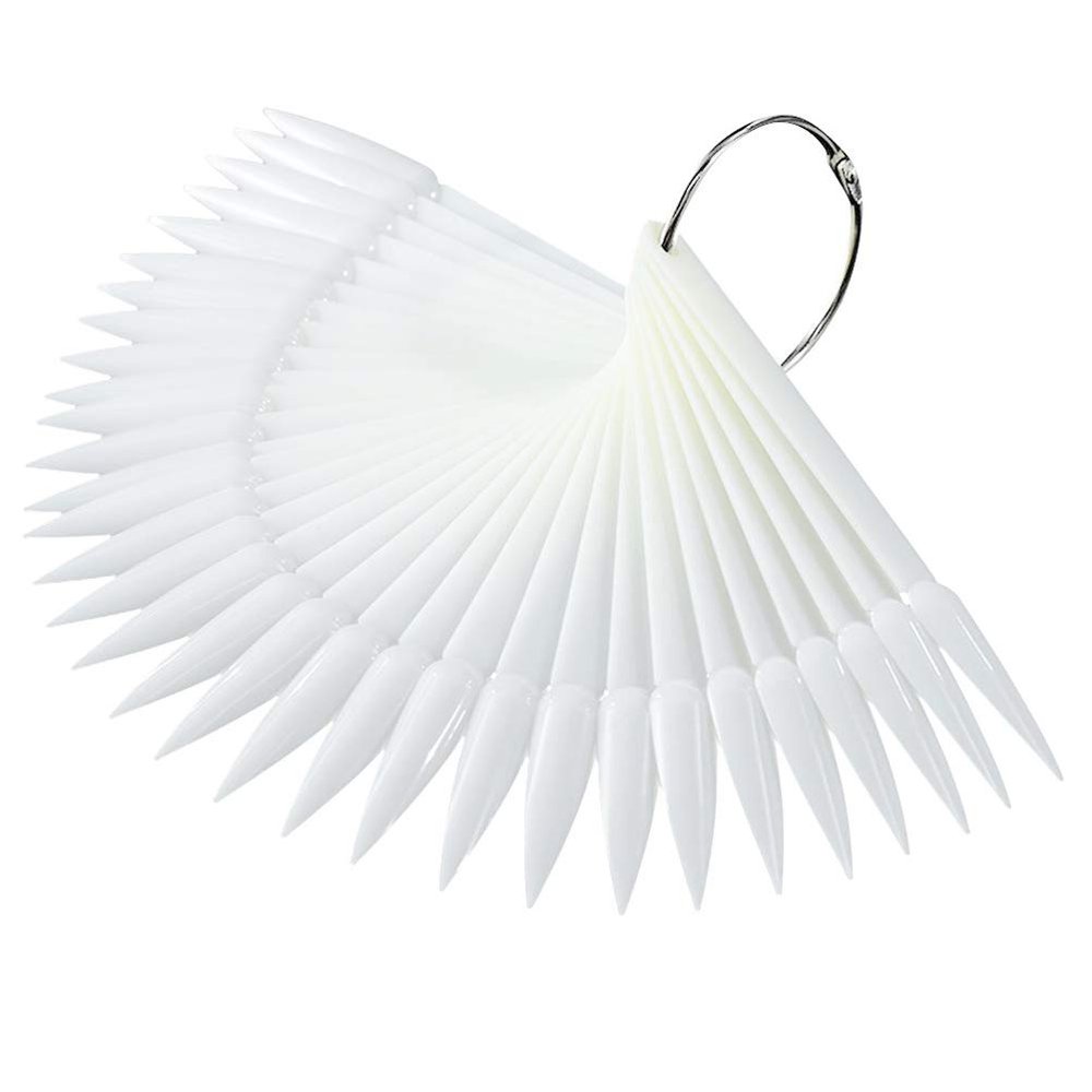 Beaupretty Fan-Shaped Nail Display Sticks, 100-Piece Set, White
