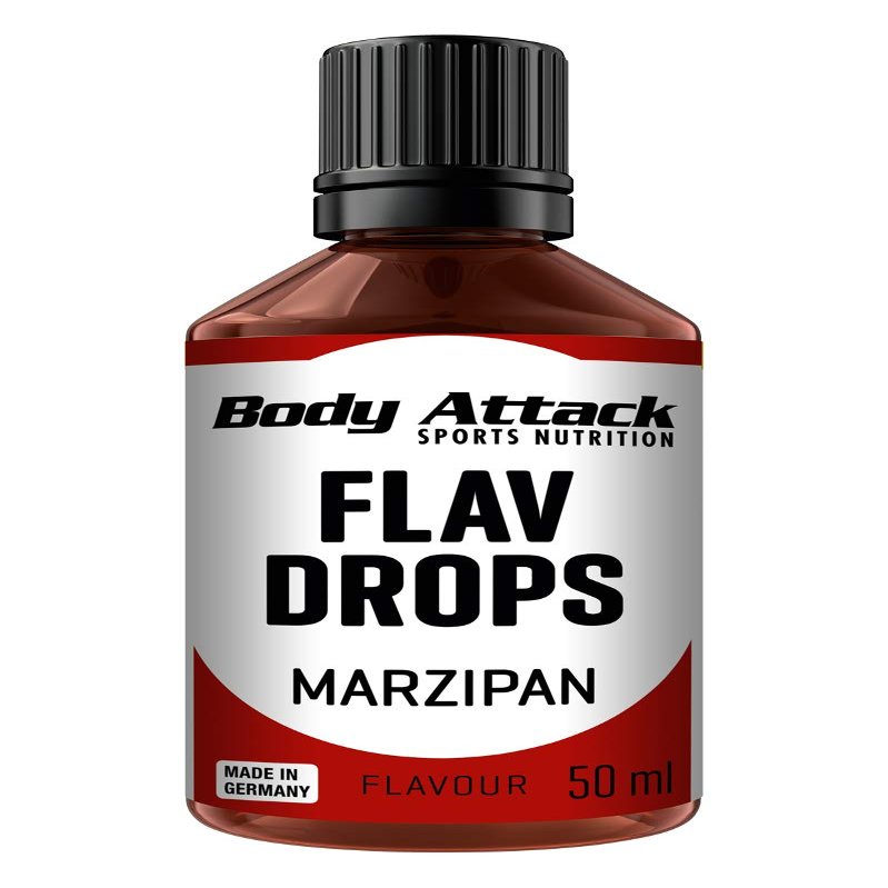 Body Attack Flav Drops, 2 x 50 mL, Marzipan, Sugar-Free Flavor Drops for Food, Calorie-Free, Vegan, Made in Germany