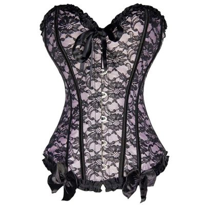 DISSA Women's Overbust Corset with Bust Closure, Plastic Boning, Pink, Size 52
