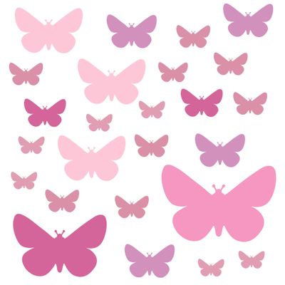 PREMYO 25 Butterfly Wall Stickers for Girls’ Room, Pastel Pink