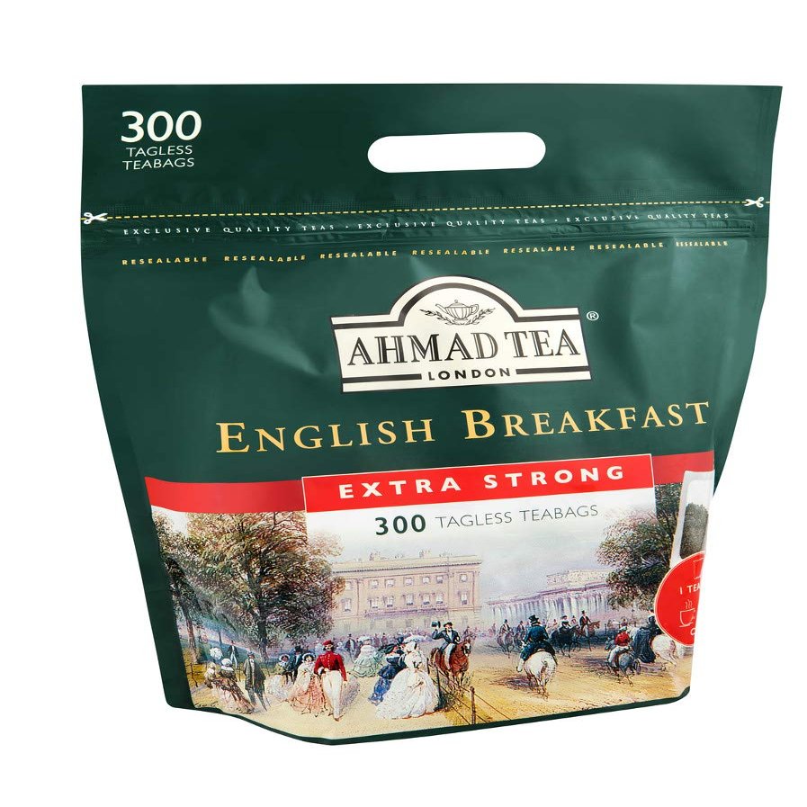 Ahmad Tea English Breakfast Black Tea – Assam & Ceylon – Bandless Teabags, 2 g Each, 300-Count Pack