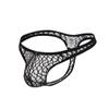 Canarea Men's Lace Low-Rise Open G-String Thong, Black, L view 1