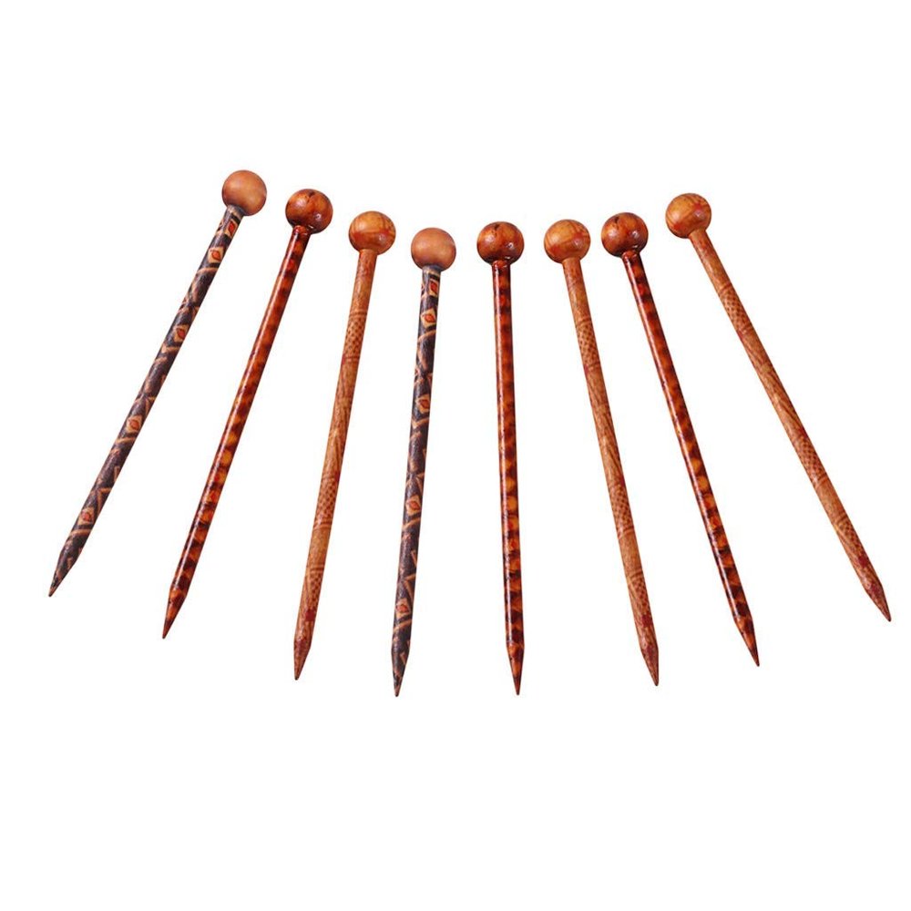 Tenlacum Printed Chinese/Japanese Hair Sticks for DIY Bridal Styling, 8 Pieces