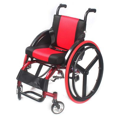 YZJJ Self-Propelled Folding Aluminum Wheelchair, 38 cm Seat, Red and Black