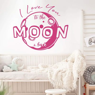 WANDKIND I Love You to the Moon and Back Wall Decal for Nursery, Pink, 80 x 80 cm
